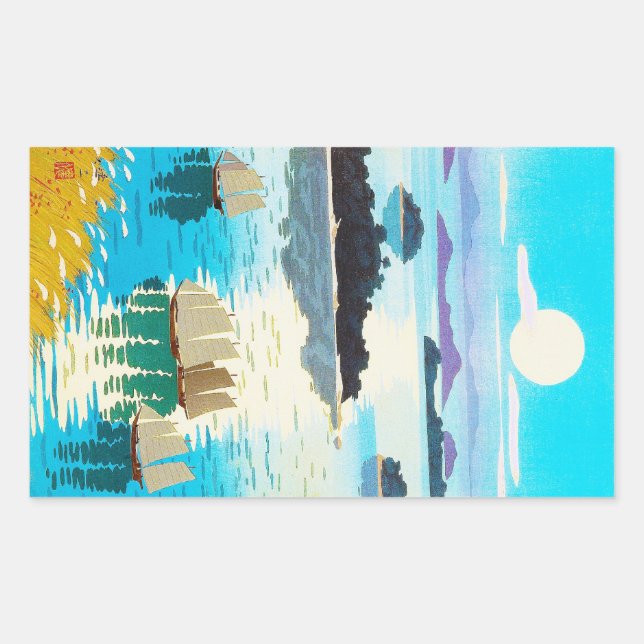 Pegatina Rectangular Lago Sunset de Japón oriental Kawai Kenji (Anverso)