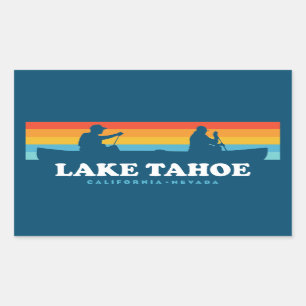 Pegatina Rectangular Lago Tahoe California Nevada Canoe