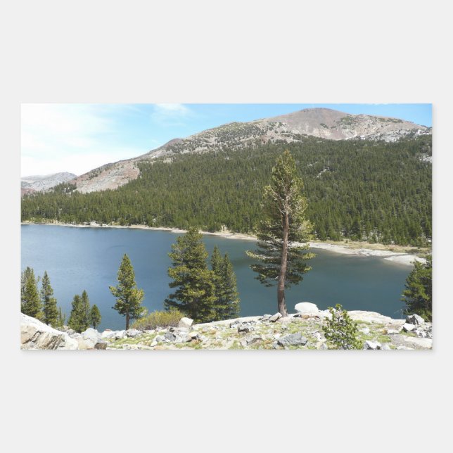 Pegatina Rectangular Lago Tenaya en el Parque Nacional Yosemite (Anverso)