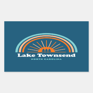 Pegatina Rectangular Lago Townsend North Carolina Rainbow