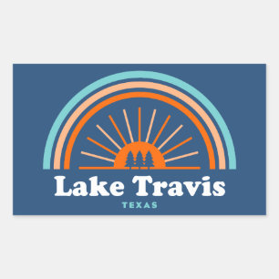 Pegatina Rectangular Lago Travis Austin Texas Arcoíris