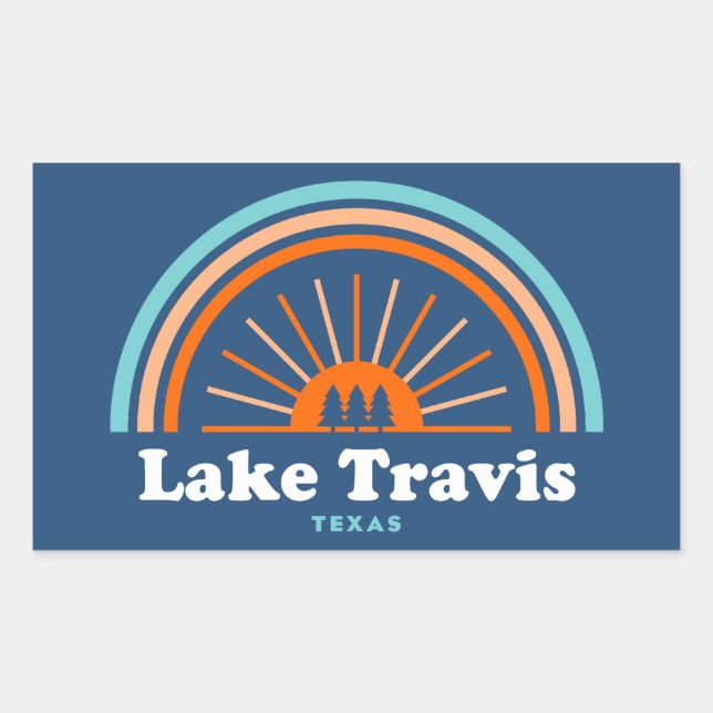 Pegatina Rectangular Lago Travis Austin Texas Arcoíris (Anverso)
