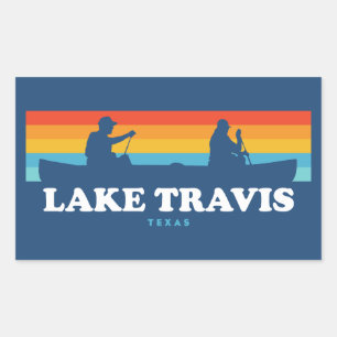Pegatina Rectangular Lago Travis Austin Texas Canoa