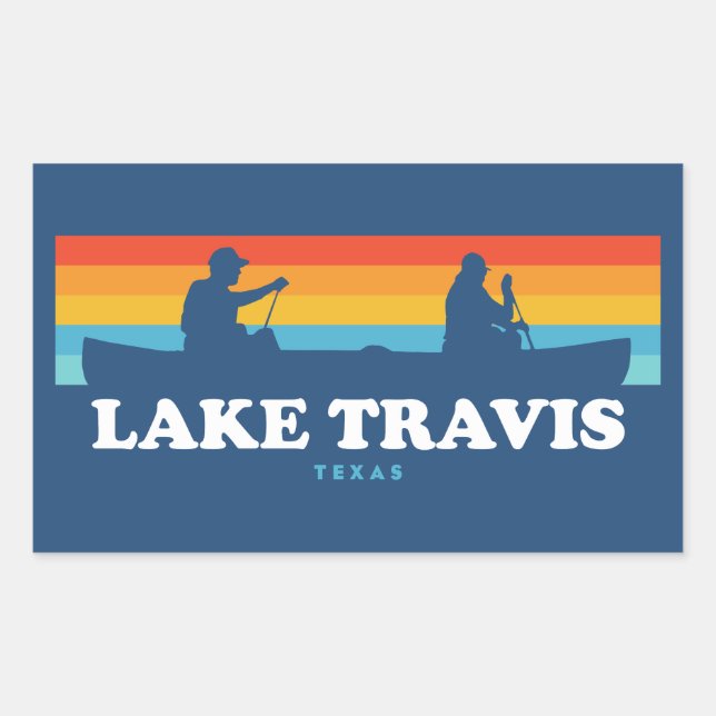 Pegatina Rectangular Lago Travis Austin Texas Canoa (Anverso)