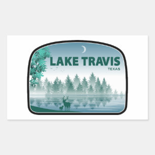 Pegatina Rectangular Lago Travis Austin Texas Ciervo