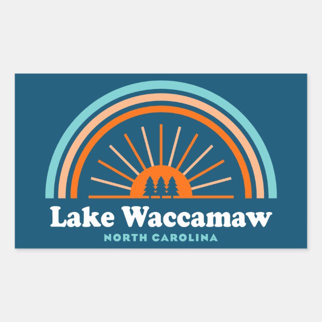 Pegatina Rectangular Lago Waccamaw Arcoiris de Carolina del Norte (Anverso)