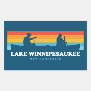 Pegatina Rectangular Lago Winnipesaukee New Hampshire Canoe