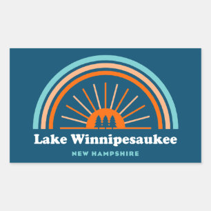 Pegatina Rectangular Lago Winnipesaukee Nuevo Hampshire Arcoiris