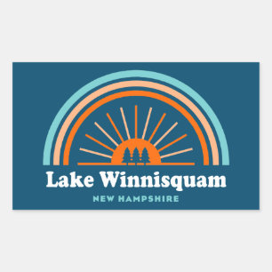 Pegatina Rectangular Lago Winnisquam Nuevo Hampshire Arcoiris