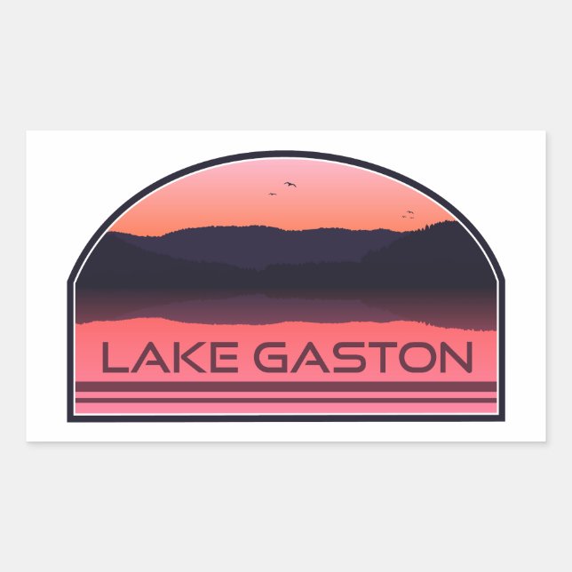 Pegatina Rectangular Lake Gaston North Carolina Virginia Red Sunrise (Anverso)