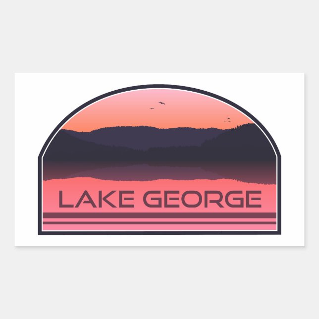 Pegatina Rectangular Lake George New York Red Sunrise (Anverso)