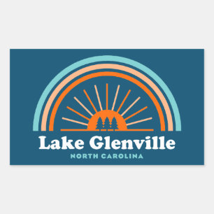 Pegatina Rectangular Lake Glenville North Carolina Rainbow