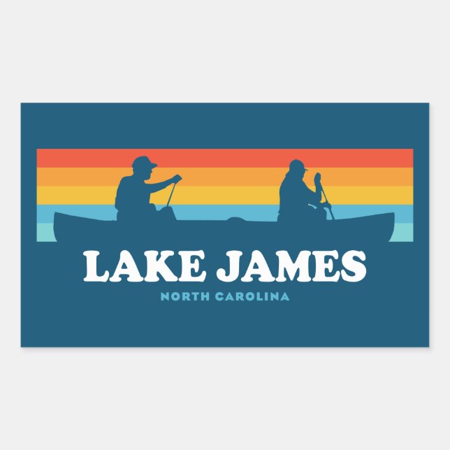 Pegatina Rectangular Lake James North Carolina Canoe (Anverso)