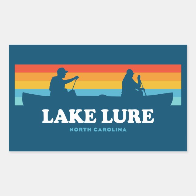 Pegatina Rectangular Lake Lure North Carolina Canoe (Anverso)
