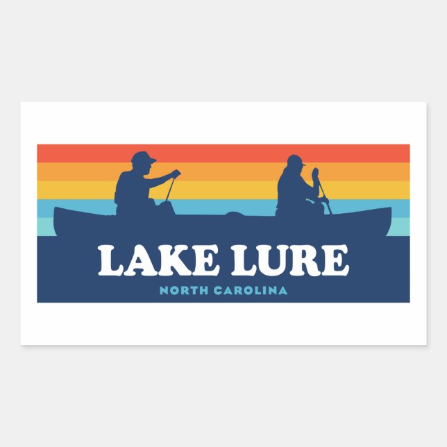 Pegatina Rectangular Lake Lure North Carolina Canoe (Anverso)