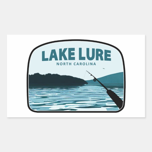 Pegatina Rectangular Lake Lure North Carolina Ping Rod (Anverso)