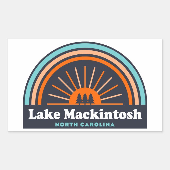 Pegatina Rectangular Lake Mackintosh North Carolina Rainbow (Anverso)