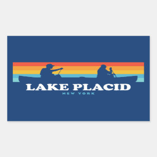 Pegatina Rectangular Lake Placid Canoe de Nueva York