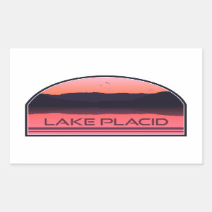 Pegatina Rectangular Lake Placid New York Red Sunrise