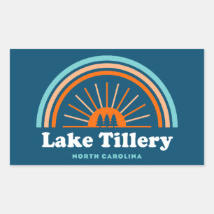 Pegatina Rectangular Lake Tillery North Carolina Rainbow