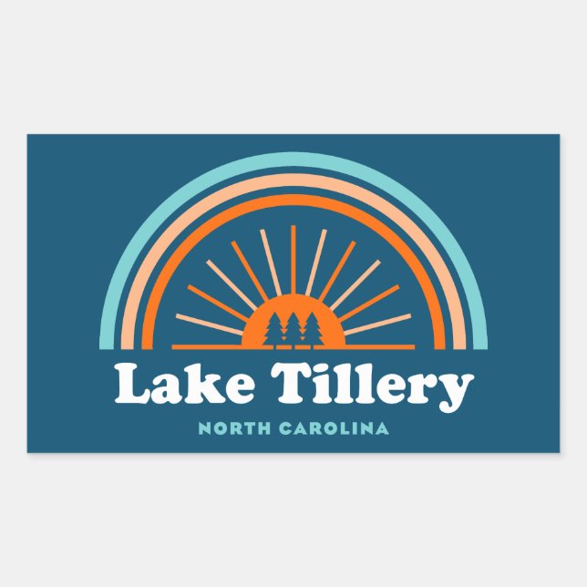 Pegatina Rectangular Lake Tillery North Carolina Rainbow (Anverso)
