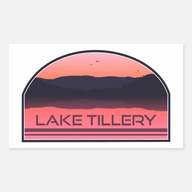 Pegatina Rectangular Lake Tillery North Carolina Red Sunrise (Anverso)
