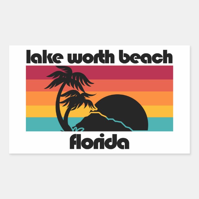 Pegatina Rectangular Lake Worth Beach Florida (Anverso)
