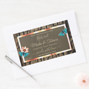 Pegatina Rectangular Láminas de productos de grano de madera marrón osc