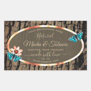 Pegatina Rectangular Láminas de productos de grano de madera marrón osc