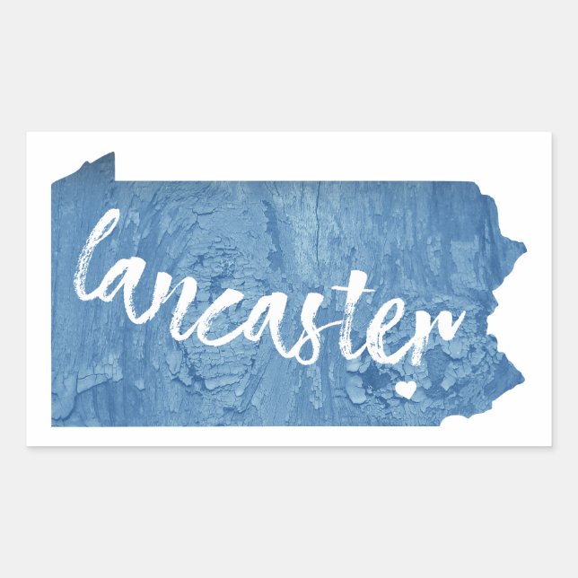 Pegatina Rectangular Lancaster Pennsylvania Wood Grain (Anverso)
