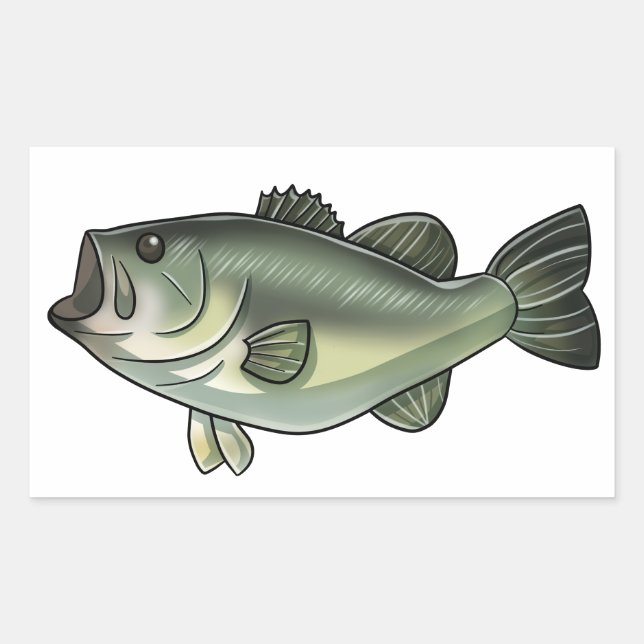 Pegatina Rectangular Largemouth Bass (Anverso)