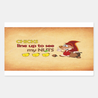 Pegatina Rectangular Las chicas se alinean para ver mis nueces