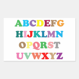 Pegatina Rectangular Las coloridas letras del ABC