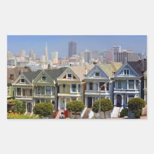 Pegatina Rectangular Las famosas Painted Ladies de San Francisco