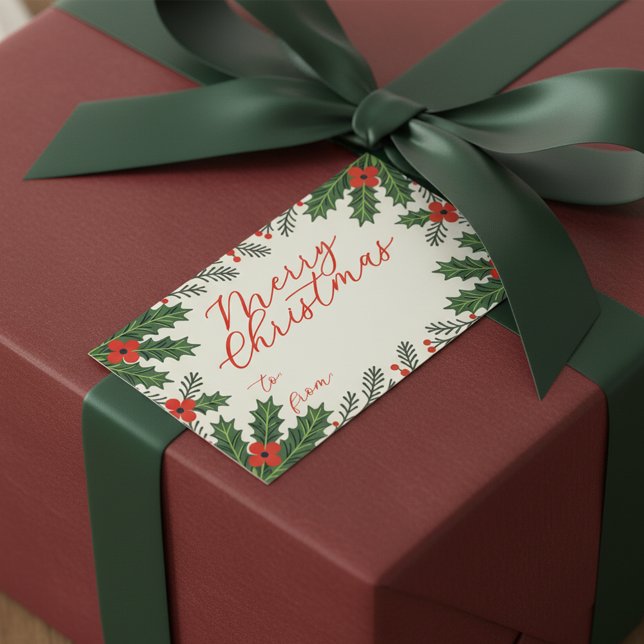 Pegatina Rectangular Las hojas verdes de Holly y la navidad de los moro (Subido por el creador)