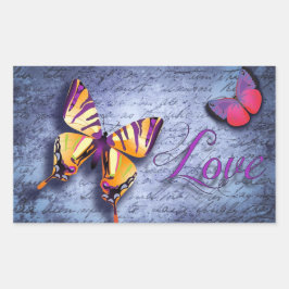 Pegatina Rectangular Las mariposas adoran el azul