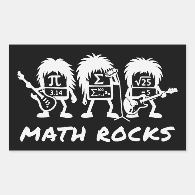 Pegatina Rectangular Las Matemáticas Rocan Humor Académico de Rock (Anverso)