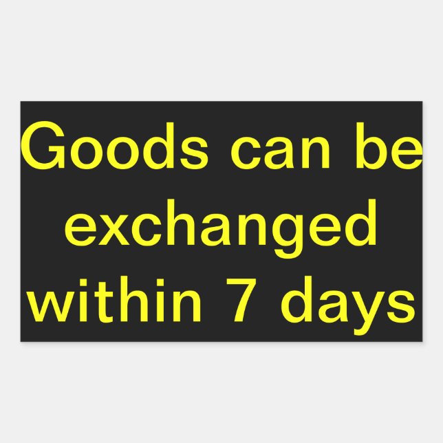 Pegatina Rectangular Las mercancías pueden intercambiarse en un plazo d (Anverso)