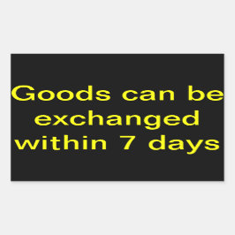 Pegatina Rectangular Las mercancías pueden intercambiarse en un plazo d