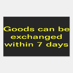 Pegatina Rectangular Las mercancías pueden intercambiarse en un plazo d