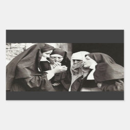 Pegatina Rectangular Las monjas fumando una foto de época