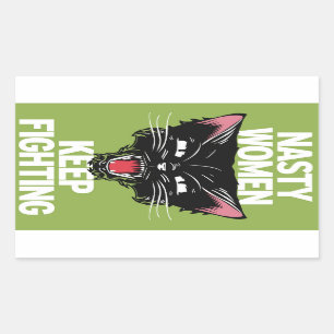 Pegatina Rectangular Las mujeres desagradables guardan el luchar de