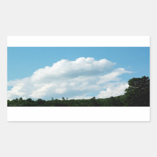 Pegatina Rectangular Las nubes se encuentran con los árboles