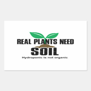 Pegatina Rectangular Las Plantas Reales Necesitan Hidroponic Del Suelo 