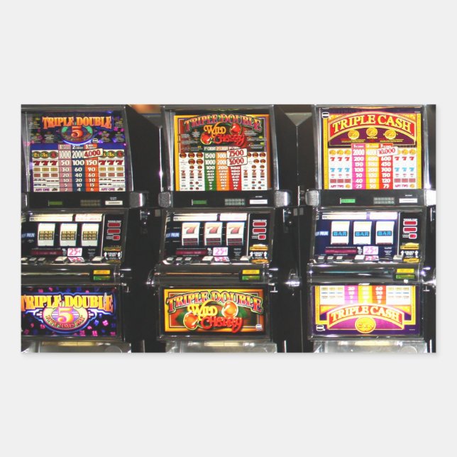 Pegatina Rectangular Las Vegas Slots Dream Machines (Anverso)