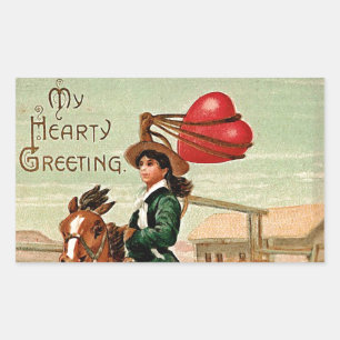 Pegatina Rectangular Lasso mi corazón Vintage Valentine