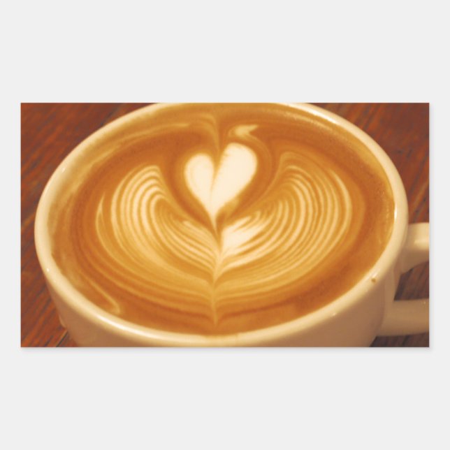 Pegatina Rectangular Latte Art Coffee Love (Anverso)