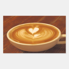Pegatina Rectangular Latte Art Coffee Love