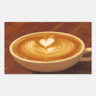 Pegatina Rectangular Latte Art Coffee Love