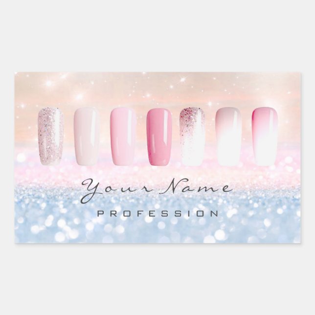 Pegatina Rectangular Laurane Nails Art Rosa Purpurina Rubor (Anverso)